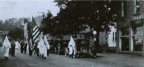 Ku Klux Klan member in parade